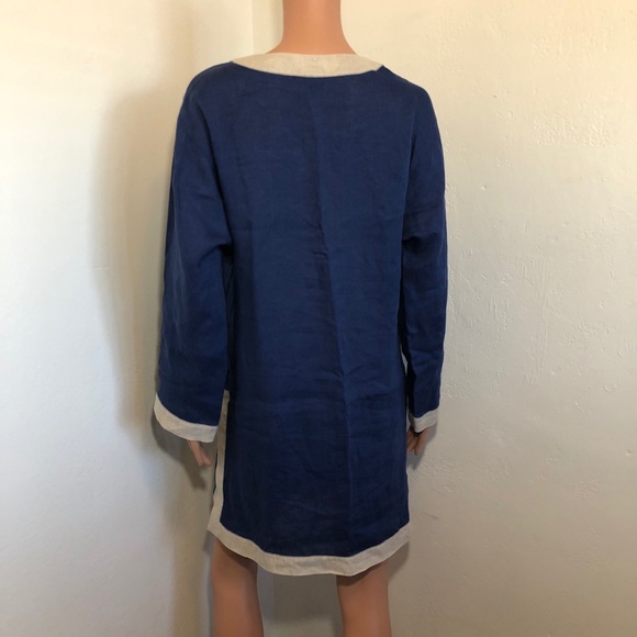 Max Mara Leisure 10 M Tunic Top Navy Blue Linen - Picture 4 of 6